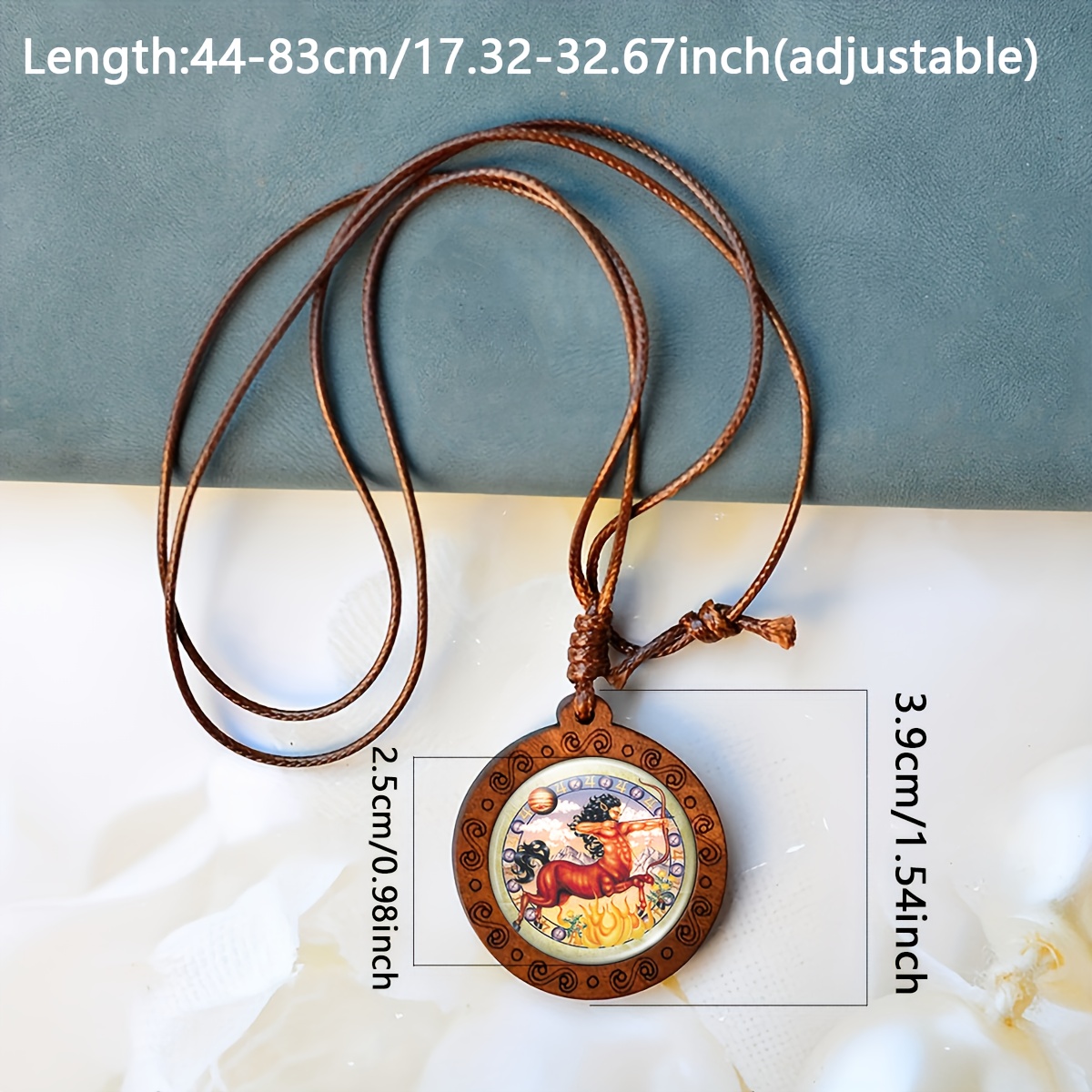 Handmade Sagittarius Zodiac Charm Wood Necklace